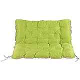 AMBIENTE HOME Auflage mit Rückenteil Sitz und Rückenkissen mit Bänder Polsterauflage Bankauflage Wendeauflage, grün/beige, ca. 100 x 98 x 10 cm