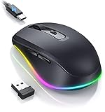 seenda Kabellose Maus mit Jiggler, Wiederaufladbare 2.4G Funkmaus mit Beleuchtung, Leise Wireless Mouse für PC, Laptop, Computer, Windows - 2000 DPI - Schwarz