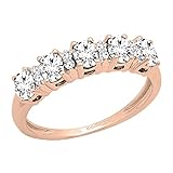 Verlobungsring aus 10 Karat Rotgold, 4 x 3 mm, oval, im Labor hergestellter weißer Saphir und runder Diamant (Größe 6), Künstlicher weißer Saphir, Diamant, Gold, Erstellter weißer Saphir