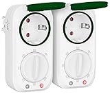 revolt Steckdosen: 2er-Set Outdoor-Zeitschaltuhr mit 8-Std.-Timer & Lichtsensor, 3.680 W (Zeitschaltuhr Garten, Countdown-Timer-Steckdosen, Dämmerungsschalter)