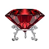 80mm Briefbeschwerer mit Kristallen, groß, mit Ständer, Schmucksteinen, Hochzeitsdekorationen, Tafelaufsätze, Heimdekoration (rot)