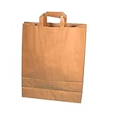 250 Papiertragetaschen Papiertüten Einkaufstüten Bio Tragetaschen braun Kraft mit Papier Flachhenkel Verschiedene Größem (22+11x28cm)