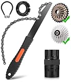 Kettenpeitsche,Zahnkranzabzieher,Schraubkranz Abzieher Kit,2 in 1 Universal Freilauf Entferner Werkzeug für 5-12 Fach Kassette,Speichenschlüssel Fahrrad aus Stahl,Speichenspanner-6 Größen 10-15 Gauge