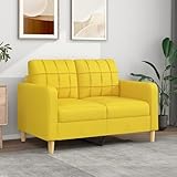 Homgoday 2-Sitzer-Sofa Couch Sofa Relaxsofa Relaxcouch Gästesofa Polstersofa Loungesofa Loveseat Sofa Modern für Wohnzimmer, Schlafzimmer Hellgelb 120 cm Stoff