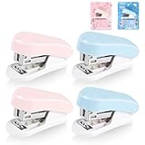 Hefter Klein Tragbar Heftgerät mit 400 Standard 26/6 Heftklammern, 4 Pack Mini Heftgerät, Manueller Tischhefter, 2–20 Blatt Kapazität, Mini Süßes Tacker für Schulen Arbeitsplätze Familien