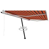 RONGQI Standmarkise Automatisch, Balkon Markise, Sonnenschutz, Balkon überdachung, Terrassen-markisen, Sonnenmarkise, 450x300 cm Orange/Braun