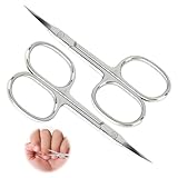 2 Stück Nagelhautschere Extra Fein, Nagelschere Hautschere Nagelscheren aus Edelstahl, Präzisen Schnitt, Fingernagelschere für Maniküre, Pediküre, Augenbrauen und Hautreste, Silber, 95 mm