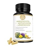 Mariendistel Komplex – mit Artischocke & Löwenzahn – Hochdosiert, Vegan, Laborgeprüft – 250 mg Mariendistel (80% Silymarin), 200 mg Artischocke, 50 mg Löwenzahn – 180 Kapseln