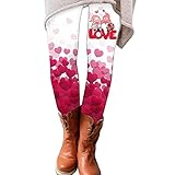 YIQIANYI Sexy Leggings Damen Bootcut Thermo Gefüttert Valentinstag niedlicher Druck Beiläufige Bequeme Hauptgamaschen Stiefel Hosen Booty Hosenrock Kurz Warme Leggings Damen Bootcut Jogginghose