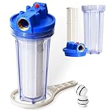 ONBEST Wasserfilter – 6000 l/h – 5,5 bar – 1 Zoll Anschluss Messinggewinde - auswaschbare Filterkartusche – Inkl. 2 Adapter & Filterschlüssel - Idealer Schutz für Pumpen, Hauswasserwerk & Co