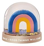 moses. Smile Schneekugel Rainbow, Schüttelkugel im Regenbogen Design mit Glitzer und goldenen Smileys, Funkelnde Regenbogen-Schneekugel, Glitzerkugel als Geschenk