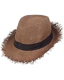 FUGLUS 1pcs Strohhut Gärtner, Strohhut Herren Damen, geflochten ausgefranst Sommerhut Damen Herren Sonnenhut Strandhut Hawaii Hut - ideal für den Urlaub am Strand Garten oder Sommer Partys