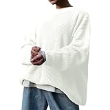 Thermo-Shirt für Damen, Winter, warme Oberteile 2025, einfarbig, Rundhalsausschnitt, Frühling und Herbst, lockerer Strickpullover, Thermounterwäsche, weiß, S