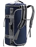 MIER Reisetasche große Sporttasche wasserdicht Sportrucksack mit Schuhfach umwandelbar in Rucksack, Blau, 60L