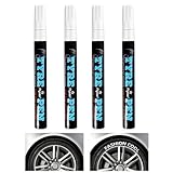 PEGRAUFC 4 Stück Auto Reifenmarkierungsstift,Reifenstift Weiß Wasserfest,Weiß Acrylstifte Dicke Spitze,Weißer Reifenmarker DIY Reifenstift Reifen Lackstifte für Auto Schwarzes Papier,Motorrad Reifen