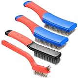 4 Stück Edelstahl Drahtbürsten Set, Stahlbürsten, Handdrahtbürste Rostentfernen, Rostentferner Metallbürsten mit Komfortabel Griffe, Edelstahlbürsten für Reinigung Grill Rost Malen Schweißschlacke