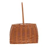 BESPORTBLE Geflochtener Rattan Aufbewahrungskorb Mit Griff Handgefertigter Wicker Basket Für Einkäufe Picknicks Blumen Obst Und Gemü Ideal Für Camping Und Hochzeiten Größe x