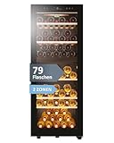 Haier Weinkühlschrank 50 SERIE 5 HWS79GDG I Weinklimaschrank für 79 Flaschen I Neue Technologie für beste Lagerung I Weinkühlschrank 2 Zonen, UV-Glastür & 5 Holzregalen I Wine Fridge vibrationsarm