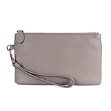 befen Damen Geldbörse,Kleiner Geldbeutel Damen mit Kartenfächern und Handgelenkschlaufe,Echtleder Damen Portemonnaie mit Reißverschluss Handgelenktasche Damen Leder für Geld Karten Phone,Nackt Farbe