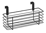 WENKO Einhängekorb Slim, Organizer zum Einhängen an Schublade oder Schranktür, geeignet für Badezimmer und Küche, ohne Bohren, aus pulverbeschichtetem Metall, 24 x 11,5 x 10 cm, Schwarz, 69746800