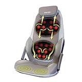 HoMedics Shiatsu Max Massagegerät - Massagesitzauflage Rücken-, Schulter- und Nacken- Massagematte mit Wärmefunktion, Shiatsu-, Rollen- und Vibrationsmassage mit Fernbedienung - Grau