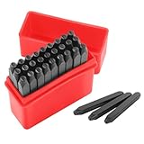 Gueenky 27 Stück Schlagbuchstaben Set 2mm, Alphabet A-Z & Schlagbuchstaben Metall, Schlagstempel zum Stempeln von Metall Kunststoff Holz Leder