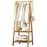 Bambus-Kleiderständer mit doppellagigem Aufbewahrungsregal, 160 cm hoch, leicht, faltbar, Kleiderständer für Schlafzimmer, vielseitige Kleiderstange, Mantel, platzsparendes Design