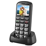 CHAKEYAKE Seniorenhandy mit Großen Tasten | Mobiltelefon Ohne Vertrag mit 1.7 Zoll LCD | SOS-Funktion | Dual SIM Tastenhandy mit Taschenlampe | Ladestation | Schwarz
