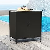 casa.pro Outdoor Schrank Bolognano Gartenschrank Balkonschrank Spind Zwei Türen für Innen- und Außenbereich 92x80x50cm schwarz, matt