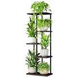 Bamworld Pflanzenregal Indoor Outdoor Blumenständer Pflanzenständer blumenregal Metall 5 Etagen Schwarz Blumentopf Draußen Deko Wohnzimmer Balkon