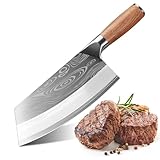 MDHANDD Kochmesser aus Edelstahl 32cm- Küchenmesser Scharf für Fleisch, Gemüse & Brot - Präzisions Fleichmesser mit Ergonomischem Griff - Langlebiges Hackmesser Küche (Chinesisches Kochmesser)