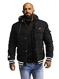 OZONEE Herren Winterjacke Jacke Winter Farbvarianten Warm Bomberjacke Steppjacke Wintermantel Kunstfell Daunenjacke Leichte Jacket Outdoor Puffer Gepolstert JS/57M7501Z/392 SCHWARZ XL