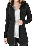 CMTOP Damen Sweatjacke Hoodie Kapuzenpullover mit Zipper Sweatshirt Jacke Langarm Pullover Kapuzenpulli Outwear Kapuzenjacke Herbst Winter(Schwarz,XL)