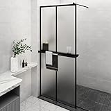 Rantry Duschwand mit schwarzem Regal, 100 x 195 cm, ESG-Glas und Aluminium, feste Duschwand, Duschabtrennung, Schiebetür, Walk-in Duschwand für Badezimmer Modell 3185470