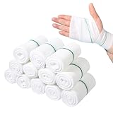 12 Stück Mullbinden Rollen 7.5cm x 3.75m Elastische Binde Fixierbinde Mull Binden Verbandsmaterial zum Verbinden aller Arten von Wunden