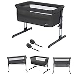 Bebeconfort Calidoo, 2-in-1 Beistellbett Baby & Stubenwagen, 0–6 Monate (0–9 kg), verstellbarer Co-Sleeper, 5 Höhen, große gepolsterte Matratze, Seiten aus Netz, faltbare Seite, Tinted Graphite