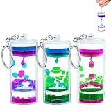 ZHjuju Liquid Motion Timer Keychain – 3er Set Kreative Charm Keyrings mit Flüssigkeitseffekt, Sensorisches Spielzeug zur Stressbewältigung, Beruhigendes Fidget Toy für Kinder & Erwachsene, (3 Farben)