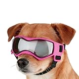 Hundebrille für kleine Rassen - UV-Windstoff-Nebelschutz Welpen-Sonnenbrille 11,5x4,5cm | Verstellbarer Gurt für Haustieraugenbekleidung für Motorradfahrten, Spaziergänge, Strandtouren