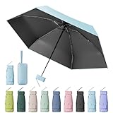 MPXEAVG Kompakter Regenschirm, Mini Schirm, Schirm UV Schutz, Regenschirm Damen Klein, Ultraleicht, Sonnenschirm Tragbar, Regenschirmbox(Himmelblau)