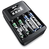 CSL - Universal Batterie Ladegerät Wiederaufladbar Akku Ladestation - Typ AA oder AAA NiMH - Mikroprozessorgesteuertes Laden - 4X Ladeschächte - Einfache Handhabung - LCD-Display - schwarz