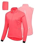 33,000ft Fahrradjacke Damen Wasserdicht Atmungsaktiv Sommer UV-Schutz Leicht Fahrradweste mit Abnehmbaren Ärmeln Fahrrad Reflektierend Regenjacke Frauen Rosa M