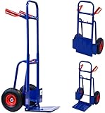 KOVA® Profi - Sackkarre klappbar & ausziehbar ca. 114cm - Luftbereifung max. 200kg Treppensteiger Stabil Transportkarre Stapelkarre Karre Treppensackkarre, 2X Sackkarrenrad mit Luftreifen