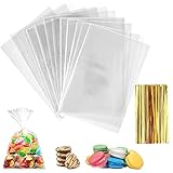 BERUHIGT 200 Cellophantüten klar 15 cm x 20 cm, Tüten zum Befüllen, Durchsichtige Geschenktüten für Süßigkeiten