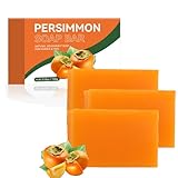 Kernseife Natur, Duschseife, Kaki-Seife, Persimmon Duschseife zur Gerüche Entfernen für Gesicht und Körper, Gesichtsseife für Reinigung &Ölkontrolle, Glatte Haut, Geeignet für alle Hauttypen (3PC)