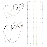 LLOUSSAK 3 Stück Brillenkette Damen,Brillenband aus Metall,Brillenband Damen,Verstellbares Brillenkette um den Hals Hängende Brillenschnur,Geeignet für Mädchen Kinder Herren Sonnenbrillen Presbyope