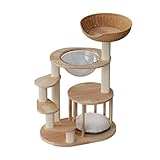 FSADYANG Kratzbaum Klein, Kleiner Kratzbaum für Katzen, Katzenkratzbaum Klein, Mehrschichtiger Moderner Kratzbaumturm Aus Massivholz, Kurzes Katzenklettergerüst, Platzsparend, Geeignet für Hauskatzen