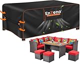 Enzeno Abdeckung Gartenmöbel Wasserdicht,220X150X90cm Gartenmöbel Abdeckplane,420D Oxford Gewebe Loungemöbel Schutzhülle Winterfest,Lounge Abdeckhauben mit Luftauslass für Tische und Stühle