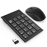 Kabellose Nummernblock und Maus Kombination 2.4G mit 3 einstellbaren DPI 800/1200/1600, Tragbarer Ultraflacher USB-Ziffernblock und Maus für Laptop Desktop PC und Notebook, mit EIN USB Empfänger
