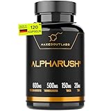 Alpharush | Männer Komplex mit Maca (20:1) | Hochdosiert mit Tribulus Terrestris, Ashwagandha und Fadogia Agrestis | Maca Kapseln für Männer | Alternative zu Tongkat Ali | 120 Kapseln for Men