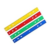 30,5 cm gerades Lineal mit Loch, klar, bunt, Mathematik-Lineal, Messwerkzeug, Zoll/Zentimeter, Skaliertes Zeichenlineal